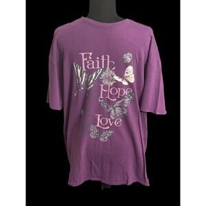 Faith Hope Love Butterfly Animal Nature Purple Shirt Tee XL‎